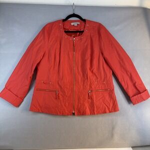 Laura Ashley Red Jacket, Women XL, Zippered Pockets, Collar Detail, Super Cute